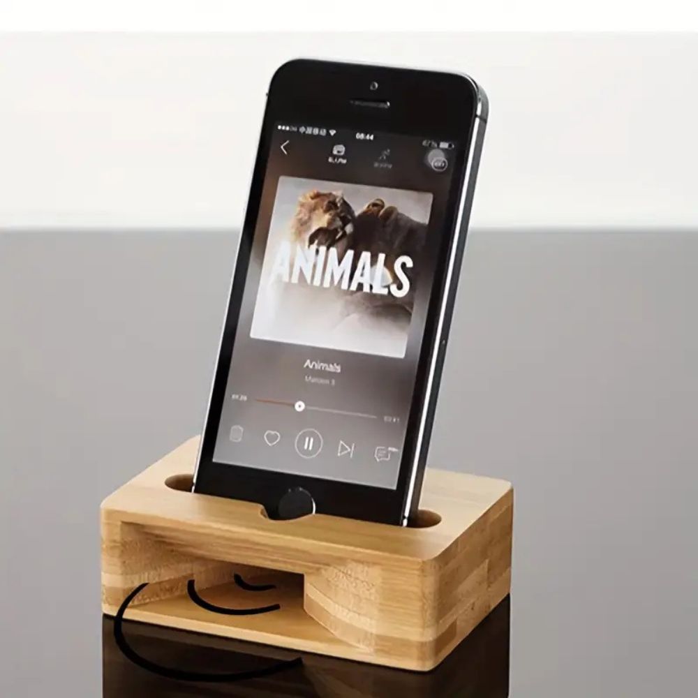 Support amplificateur de son en bois pour smartphone