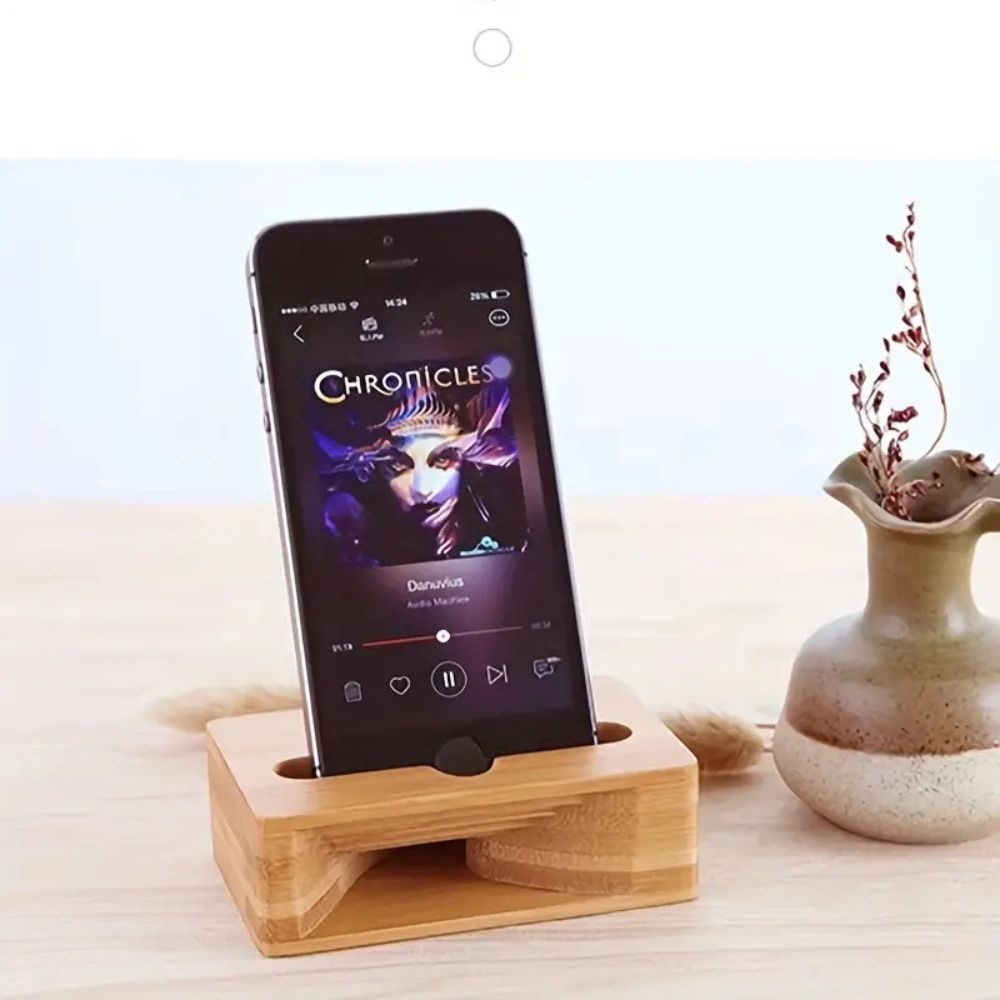 Support amplificateur de son en bois pour smartphone