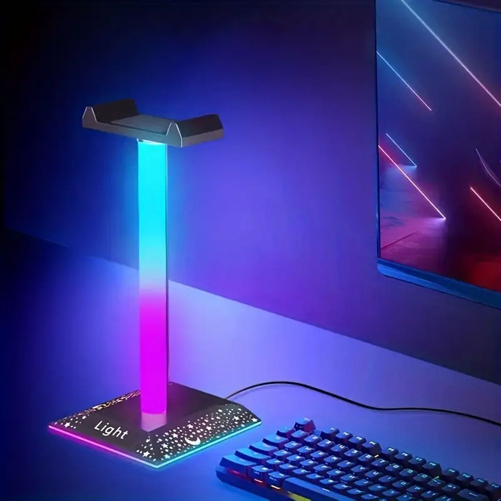 Support de Casque Lumineux RGB avec Connexion USB