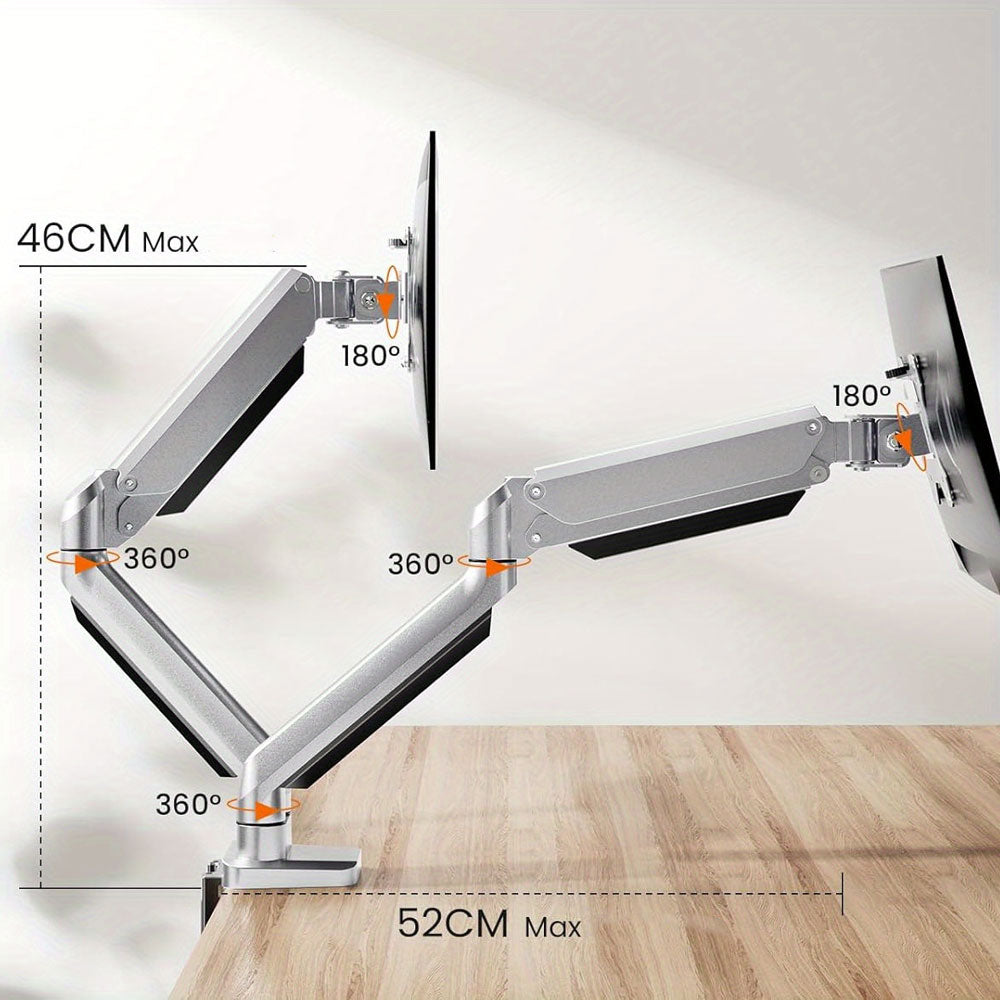 Support double écran ergonomique ajustable pour bureau